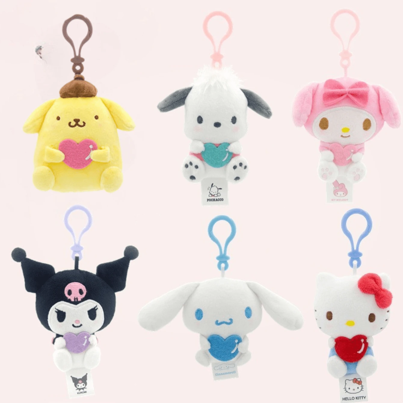 Plush keychain set — 3 kawaii cartoon charms
